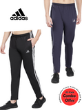 Adidas Solid Casual Men Track Pants color Black & Navy Blue