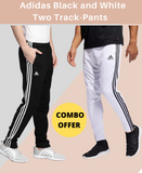 Adidas Solid Casual Men Track Pants color Black & White