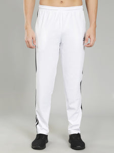 Adidas Solid Casual Men White & Black Strips Track Pants