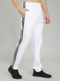 Adidas Solid Casual Men White & Black Strips Track Pants