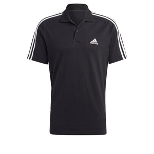 Men's Essentials Piqué Embroidered Small Logo 3-Stripes Polo Shirt Short Sleeve Polo Shirt