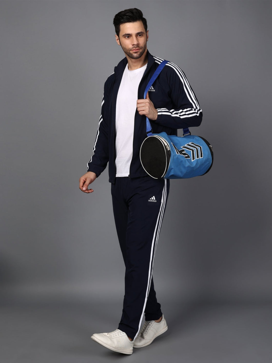Adidas Half Striped Men Black Tracksuit
