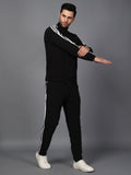 Adidas Full Striped Men Black Tracksuit