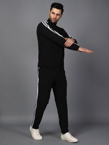 Adidas Half Striped Men Black Tracksuit